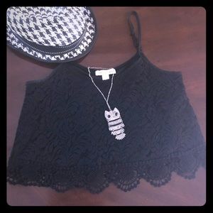 Black Lace Crop Top Sz S
